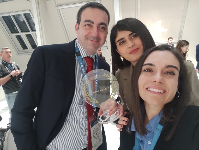 Il premio è stato ritirato da Luigi Inversi, Direttore delle Risorse Umane di NetCom Group, insieme alle HR Officer Melania Prisco e Sara Bergamasco