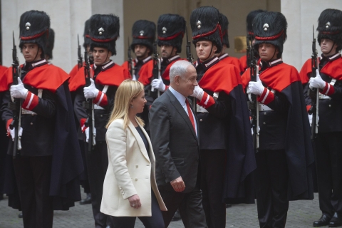 Italia-Israele: Meloni ha accolto il premier Netanyhau con il saluto dei Granatieri Sardegna