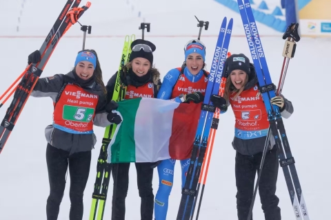 Biathlon: storica medaglia d’oro per la staffetta azzurra ai mondiali di Oberhof in Germania