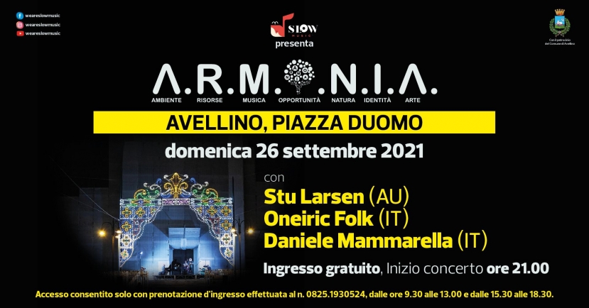 Stu Larsen, Daniele Mammarella e Oneiric Folk protagonisti di Armonia al Duomo di Avellino