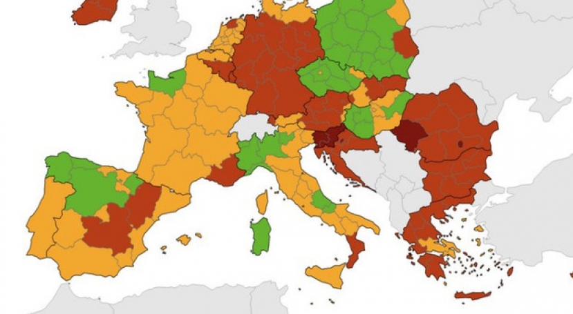 Centro controllo sanitario Ue: tutta l’Italia in rosso come Romania, Ungheria e Polonia