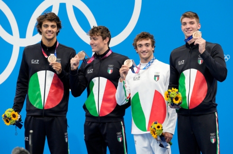 Olimpiadi: bronzo italiano nel 4x100 mista di nuoto. E' anche primato nazionale con 3'29"17